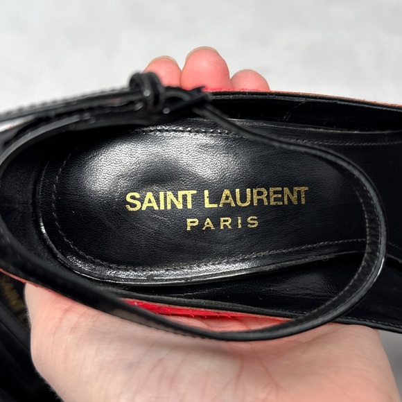 Saint Laurent Zoe 105 Ankle Strap Leather Snakeskin Pointed Toe Pump Heels Neon - Picture 9 of 16